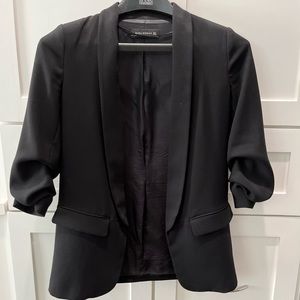 Zara Black Women’s Blazer with Scrunched Sleeves Size Small